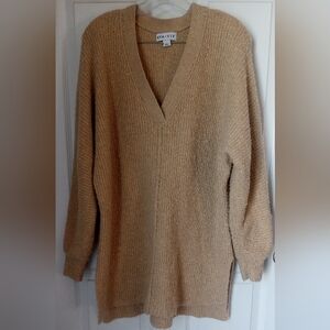 Ava & Viv Camel V-Neck Longline Sweater